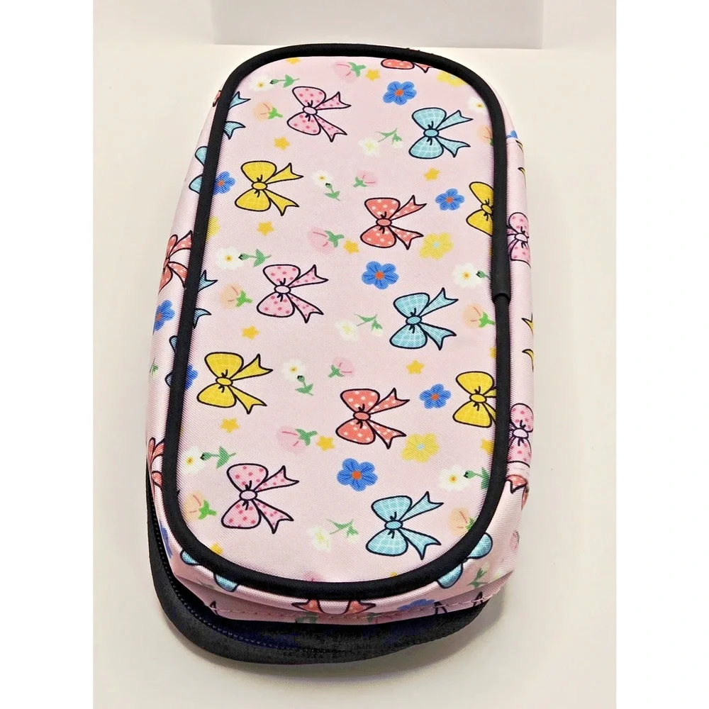 Cute Pink Bow Pencil Case Bag – Large Capacity Zipper Pouch for Girls, School Su